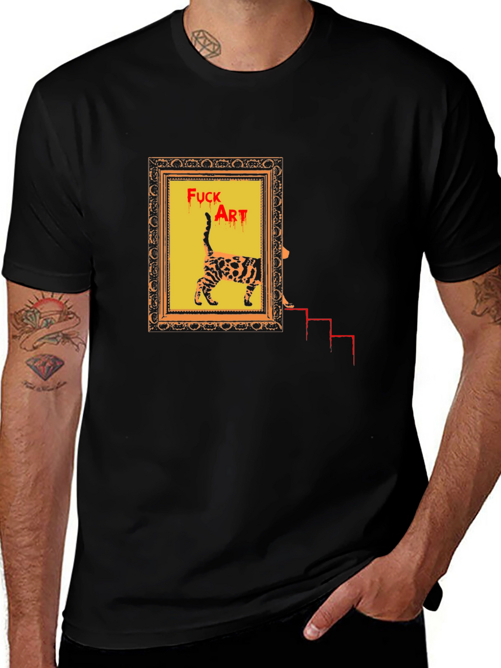 Edgy Cat Art T-Shirt - Statement Tee