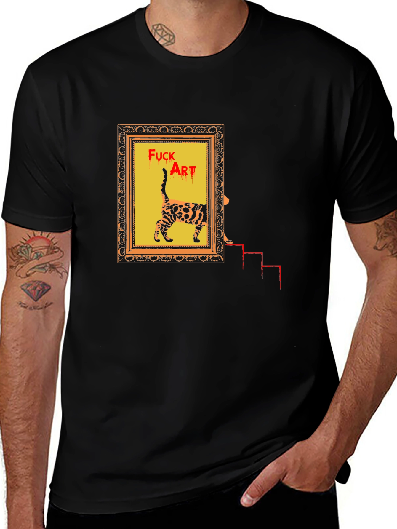 Edgy Cat Art T-Shirt - Statement Tee