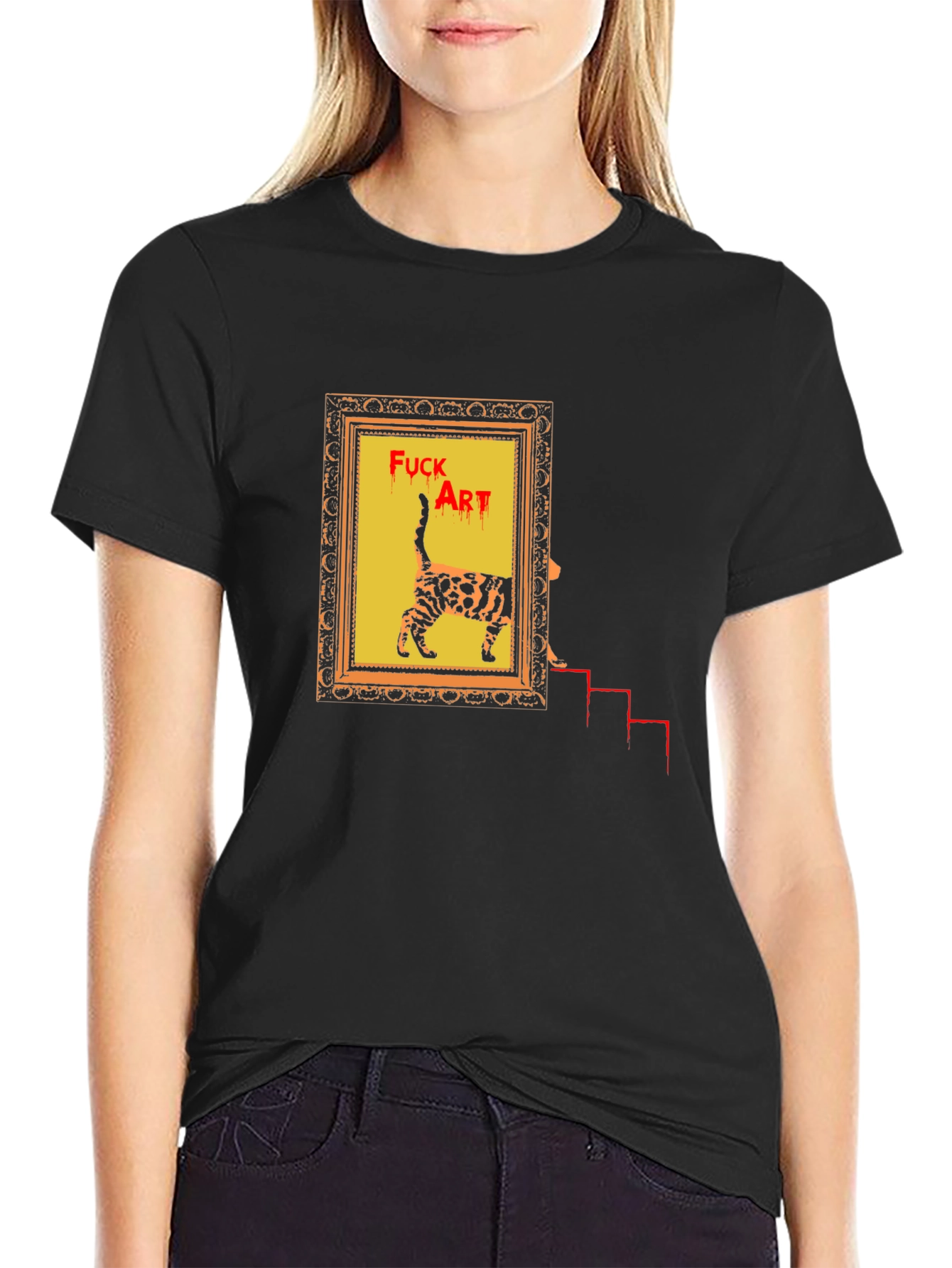 Edgy Cat Art T-Shirt - Statement Tee