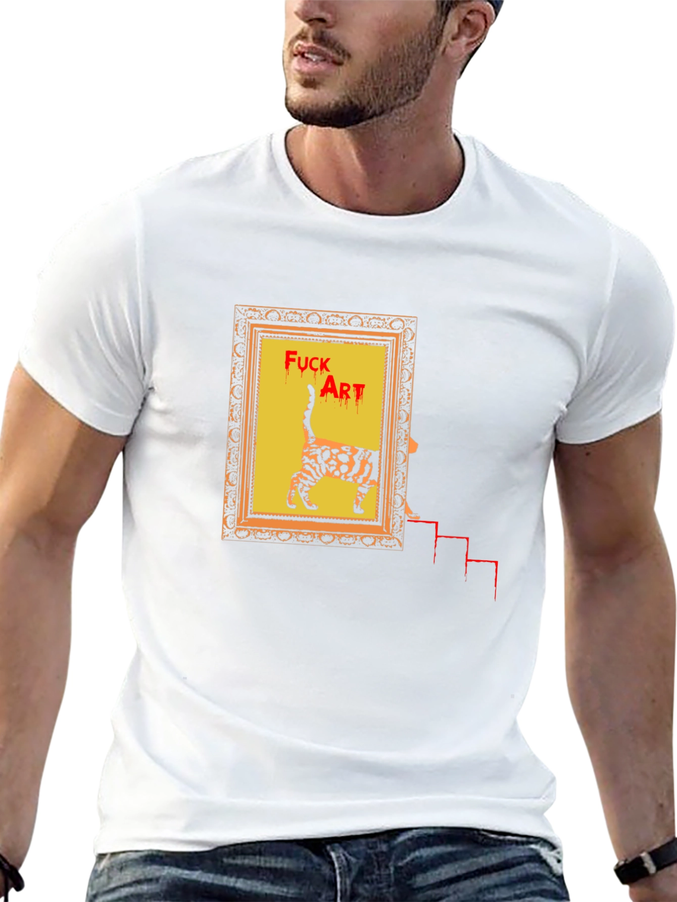 Edgy Cat Art T-Shirt - Statement Tee