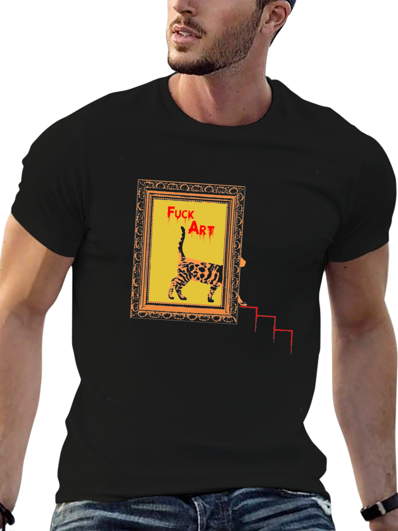 Edgy Cat Art T-Shirt - Statement Tee