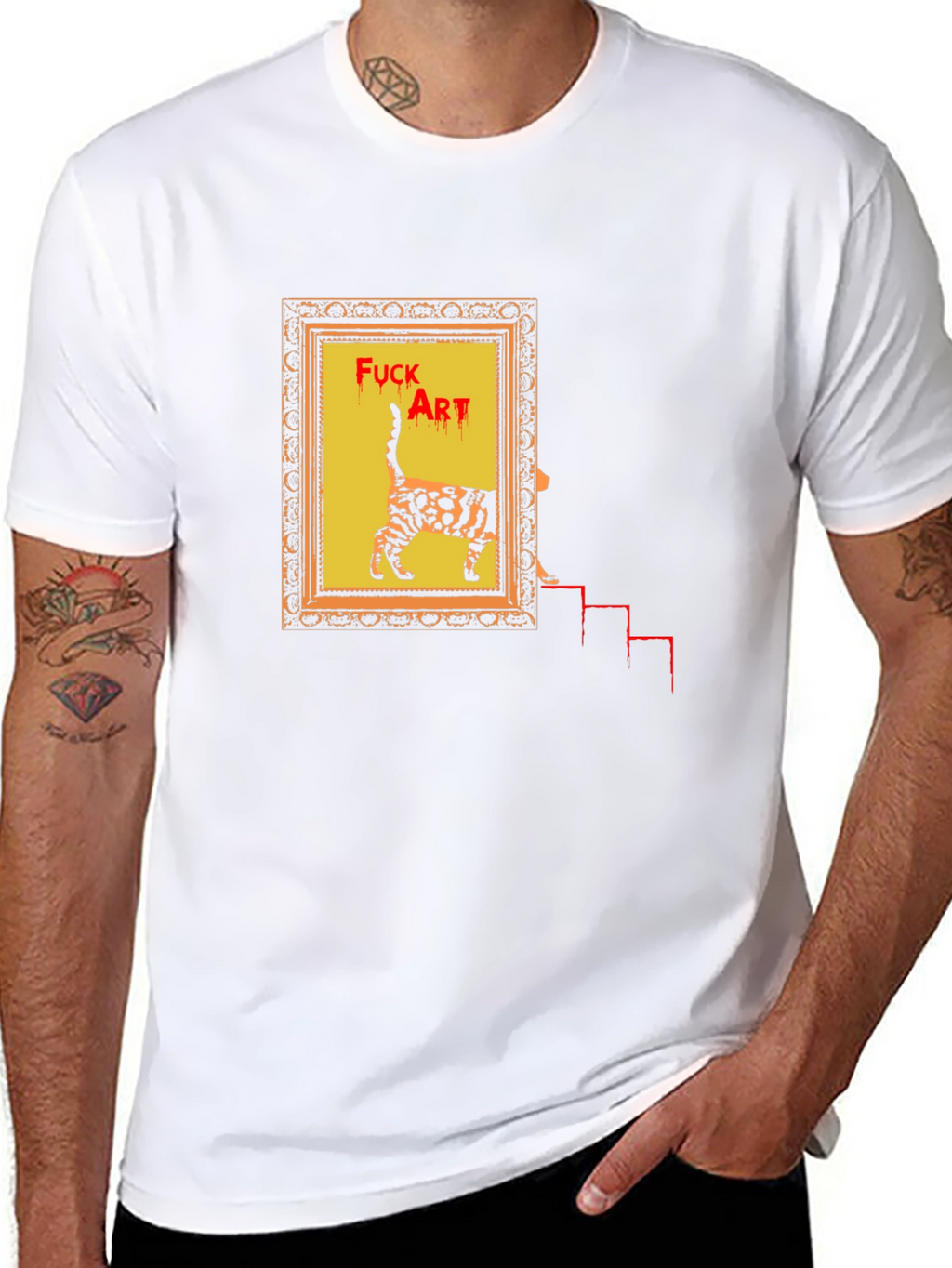 Edgy Cat Art T-Shirt - Statement Tee