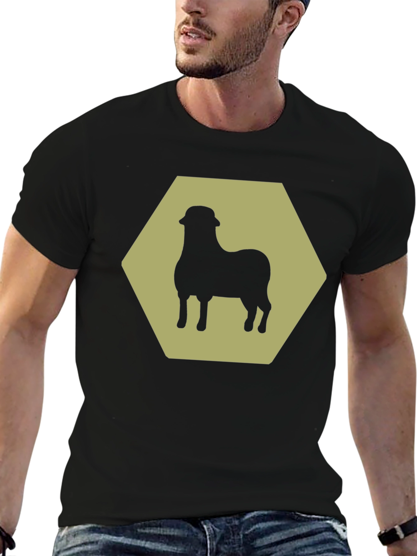 Sheep Hexagon Graphic Tee - Black
