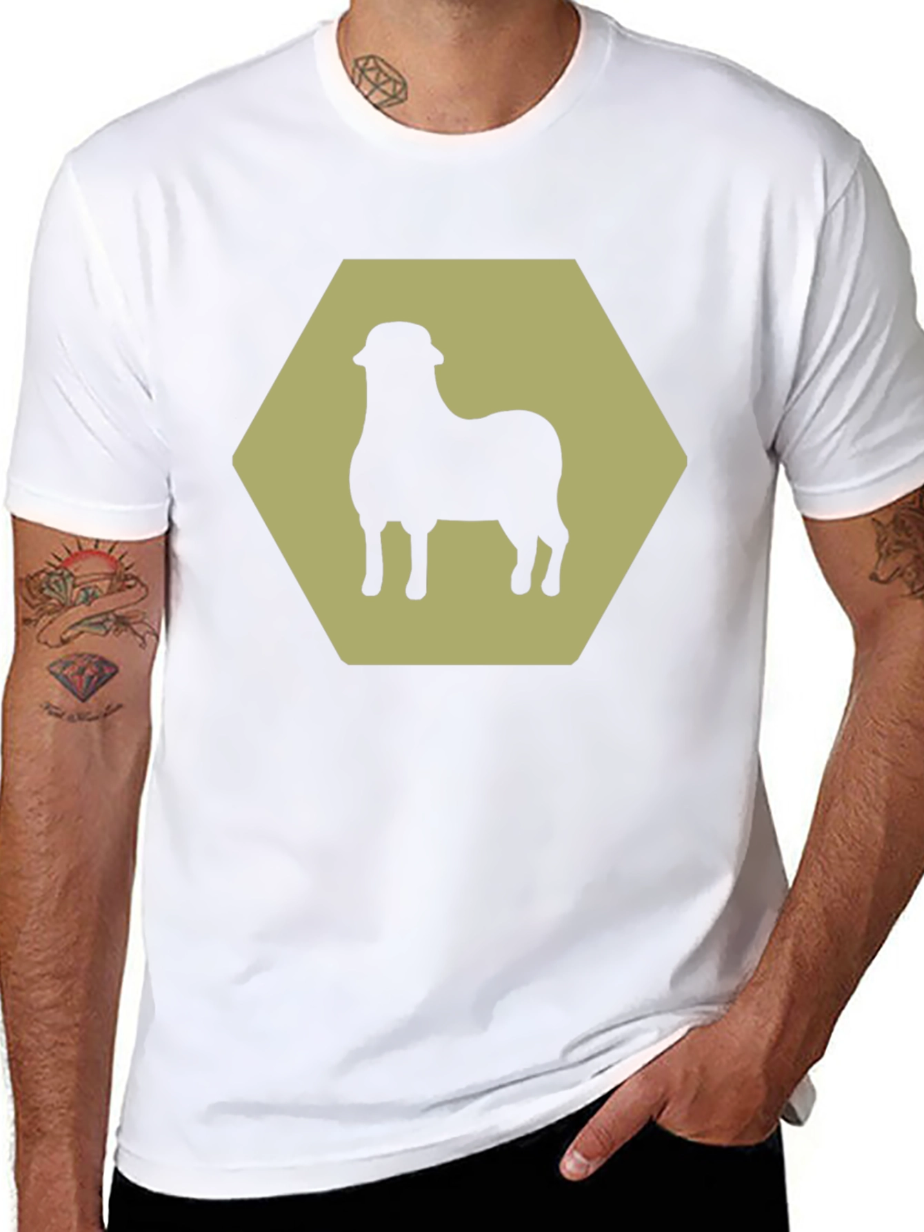 Sheep Hexagon Graphic Tee - Black