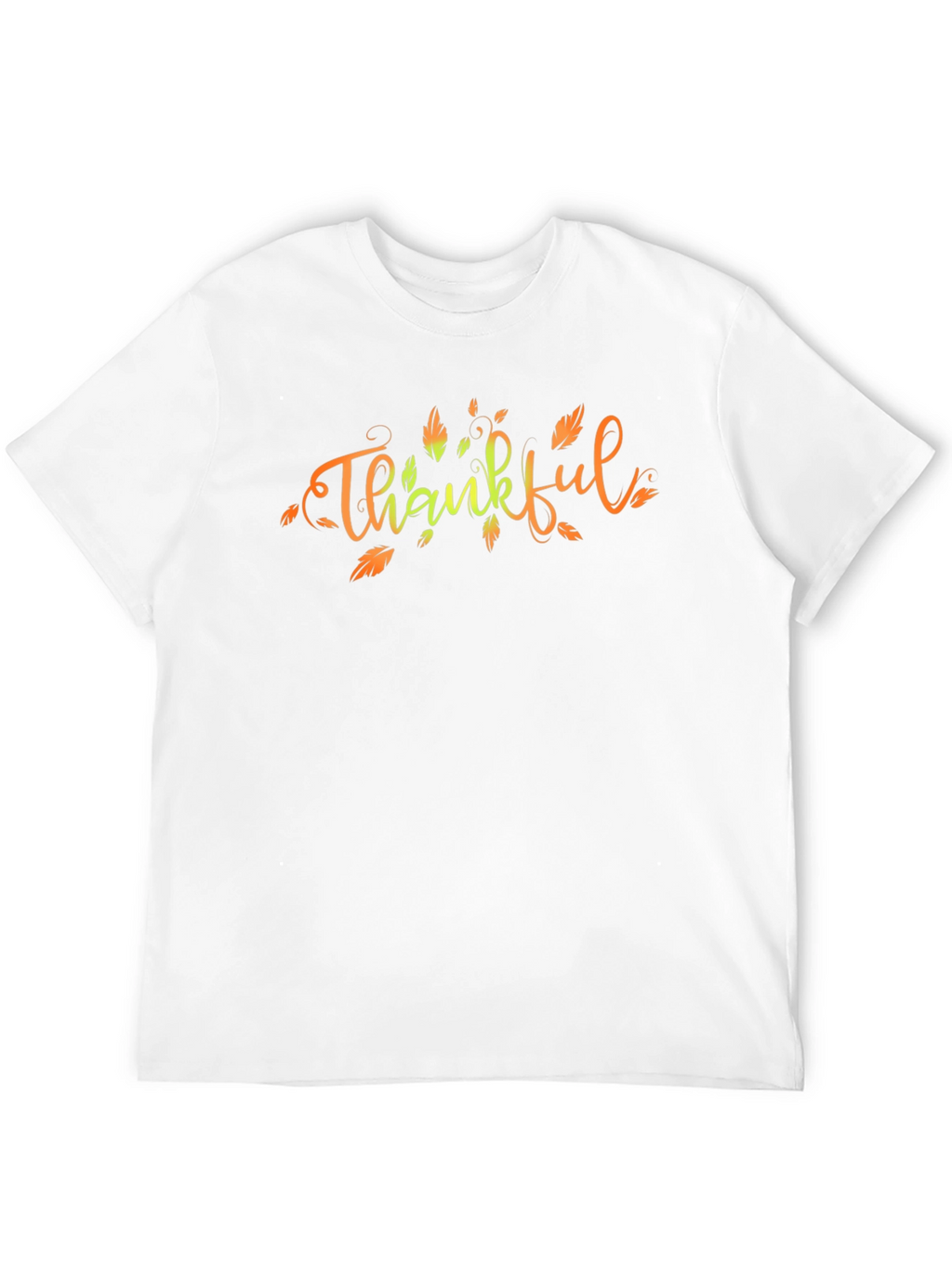 Thankful Fall Leaves Graphic Print Black T-Shirt