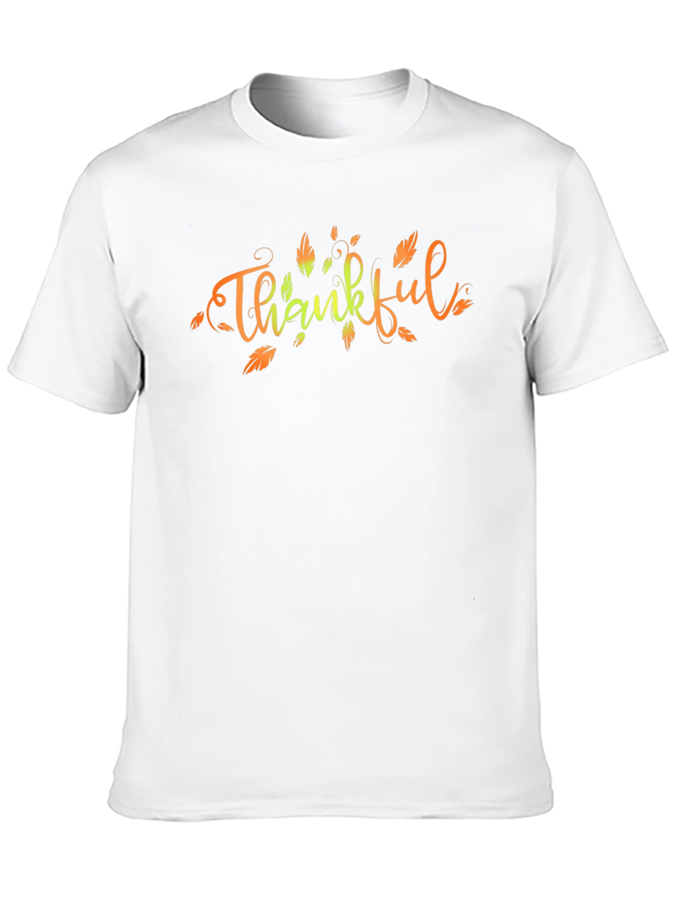 Thankful Fall Leaves Graphic Print Black T-Shirt