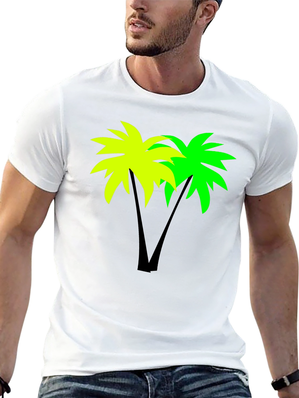 Tropical Palm Tree Graphic Black T-Shirt