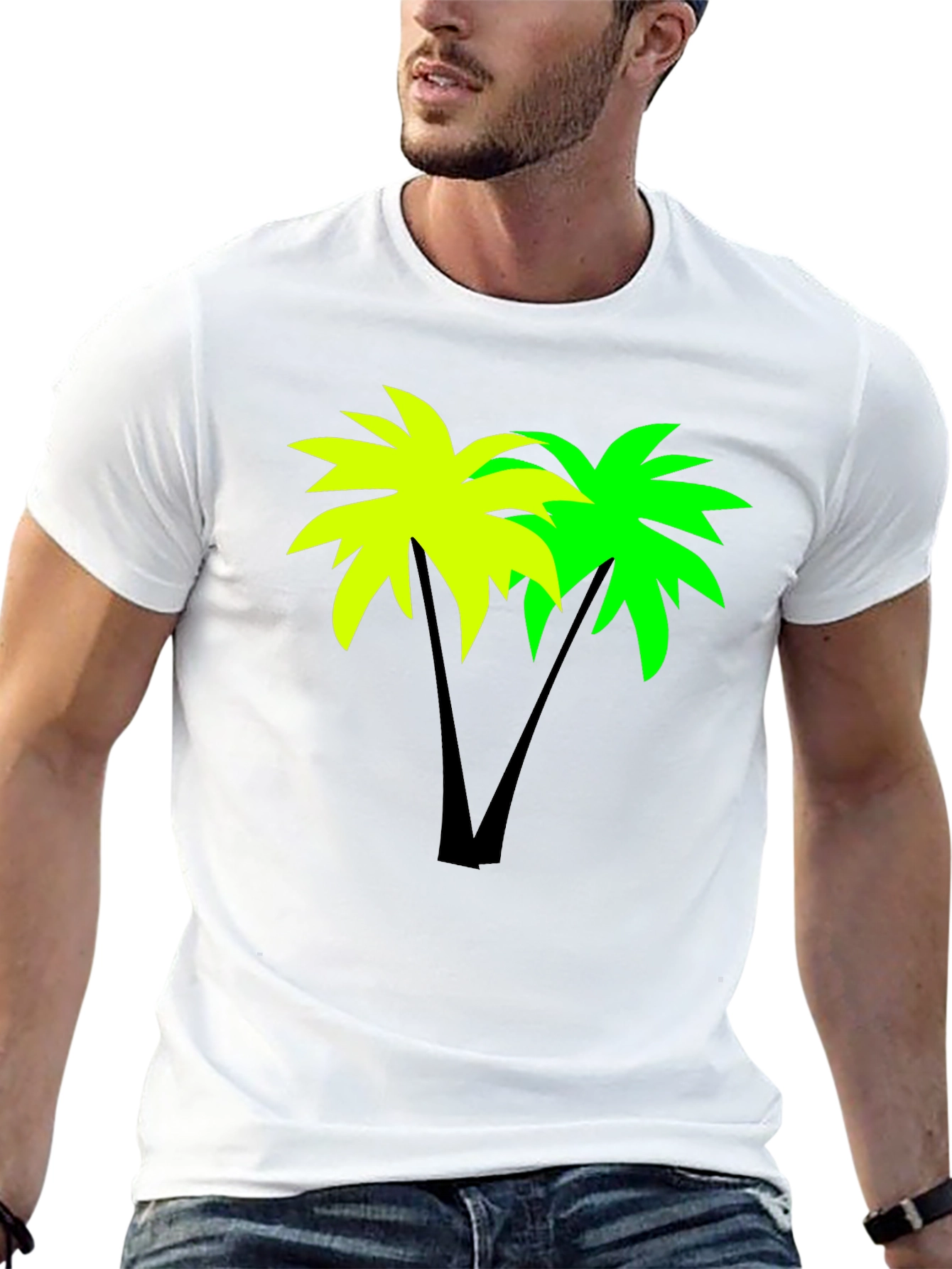 Tropical Palm Tree Graphic Black T-Shirt