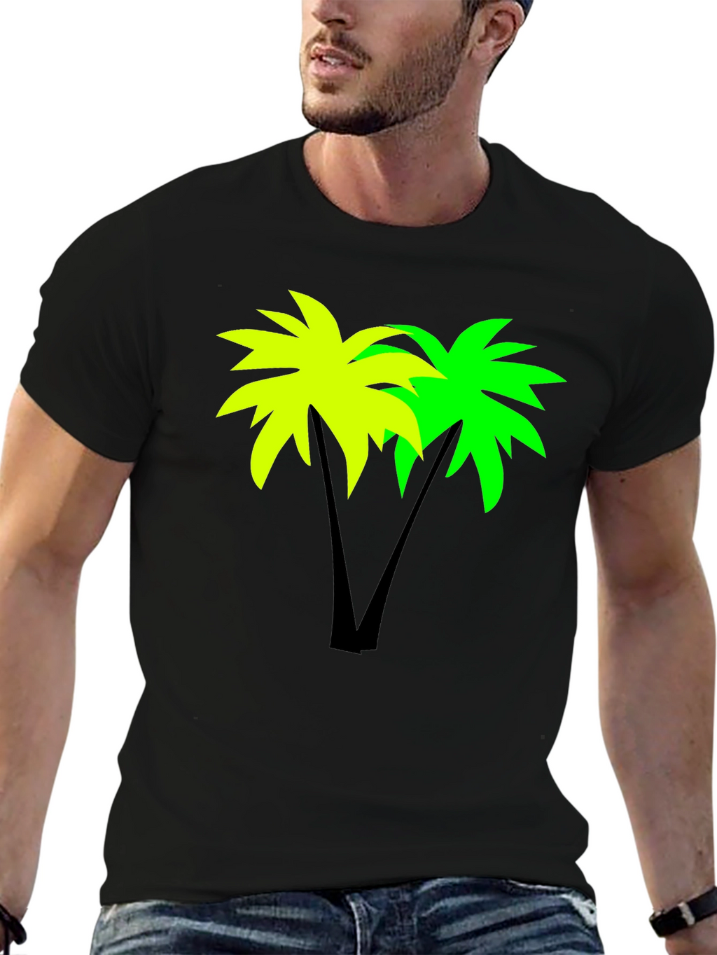 Tropical Palm Tree Graphic Black T-Shirt