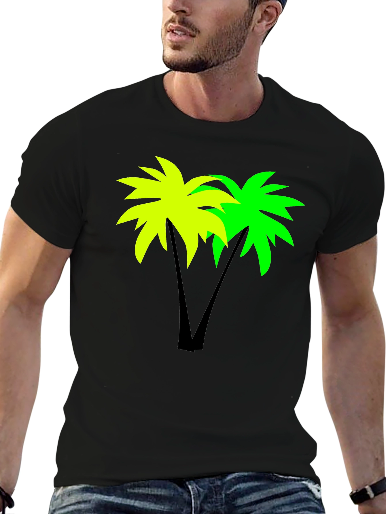 Tropical Palm Tree Graphic Black T-Shirt
