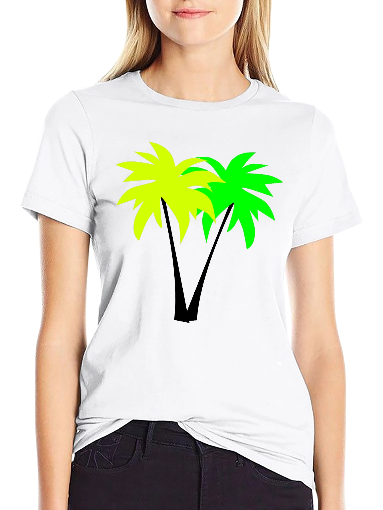 Tropical Palm Tree Graphic Black T-Shirt