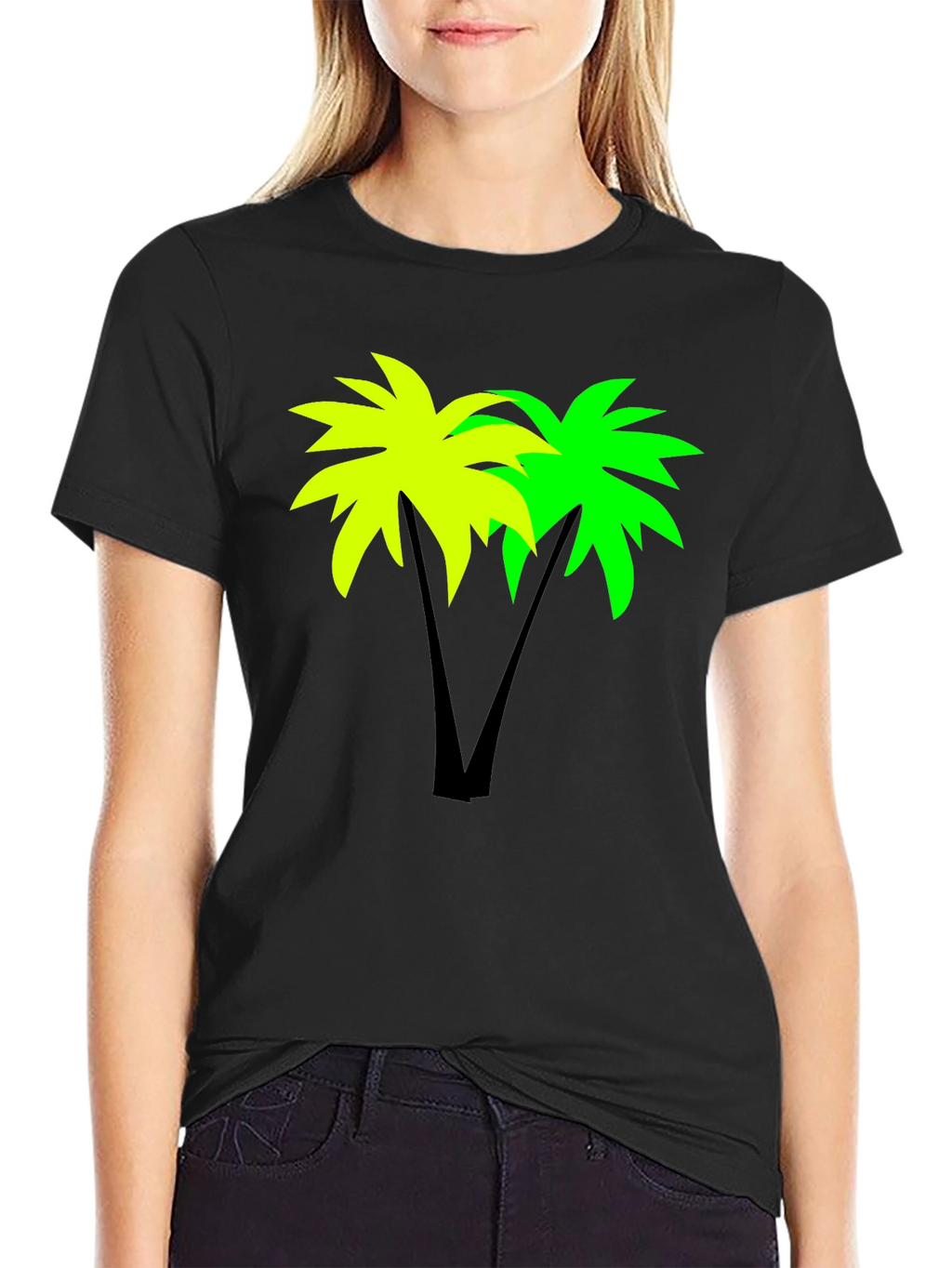 Tropical Palm Tree Graphic Black T-Shirt