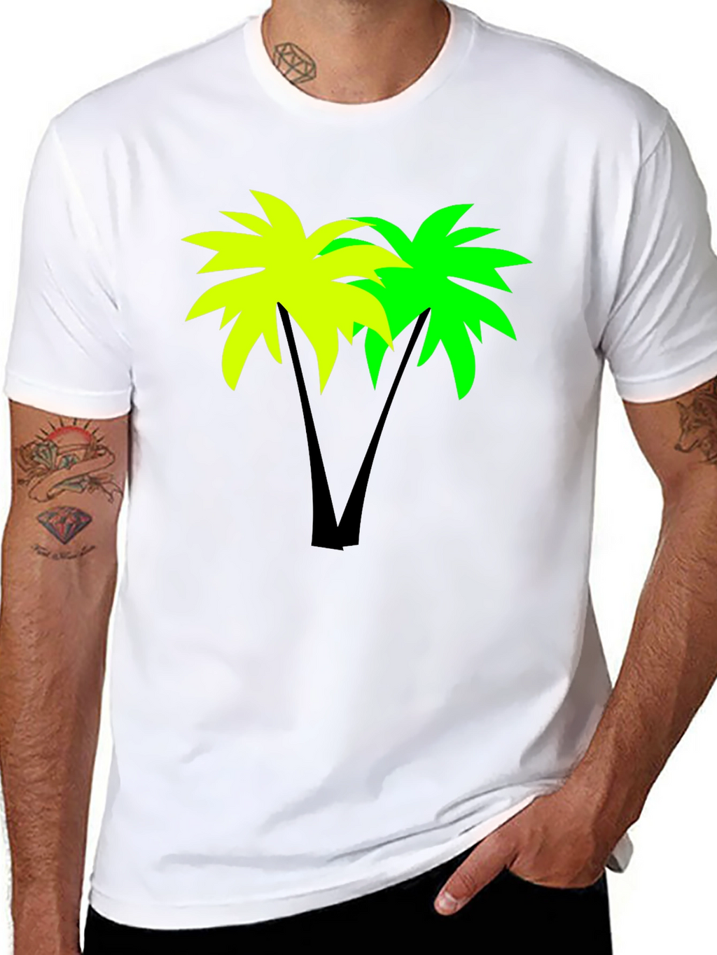 Tropical Palm Tree Graphic Black T-Shirt