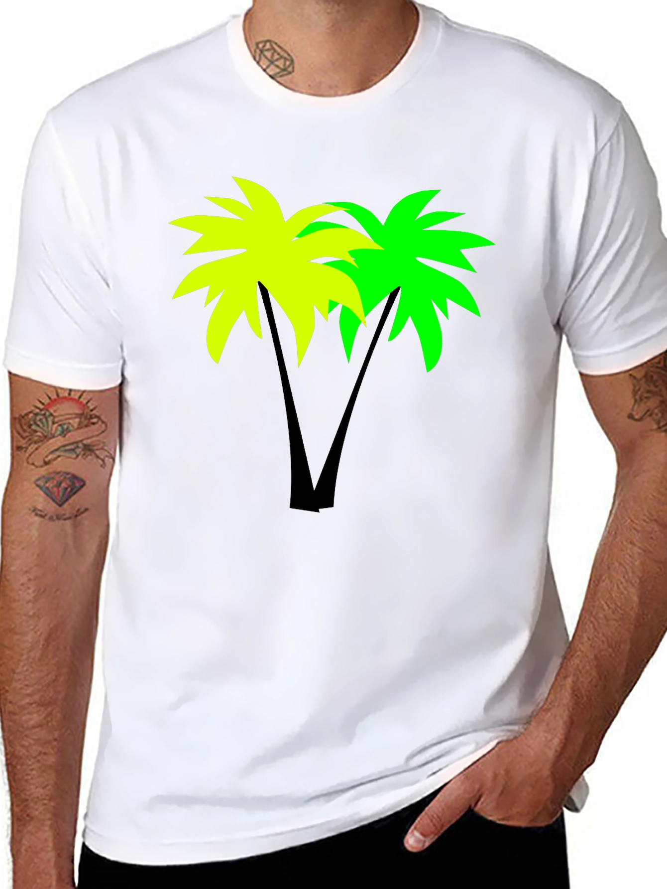 Tropical Palm Tree Graphic Black T-Shirt