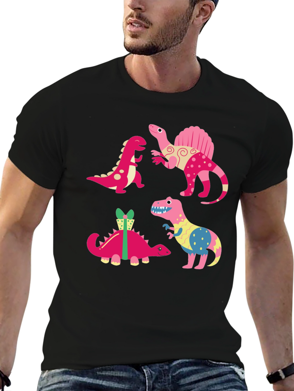 Dinosaur Print Black T-Shirt