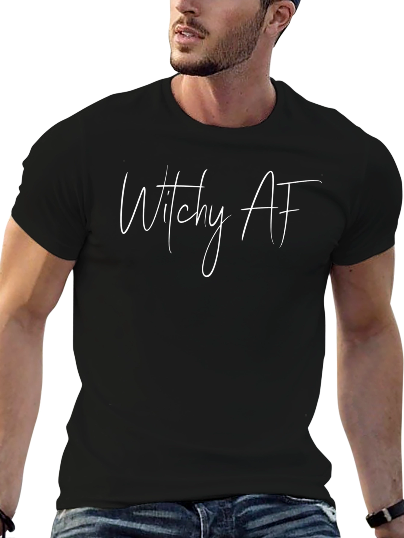 Witchy AF Graphic Tee - Soft Black Cotton Shirt