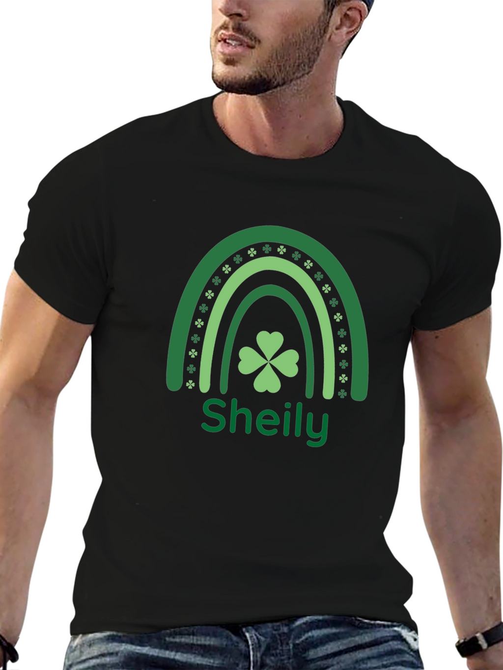 St Patricks Day Rainbow Shamrock Personalized T-Shirt