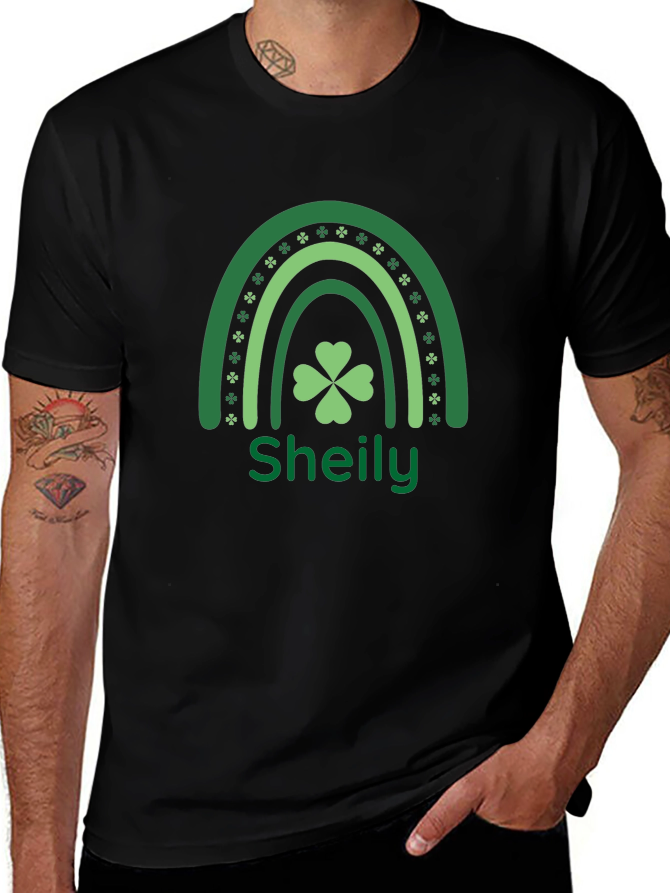 St Patricks Day Rainbow Shamrock Personalized T-Shirt