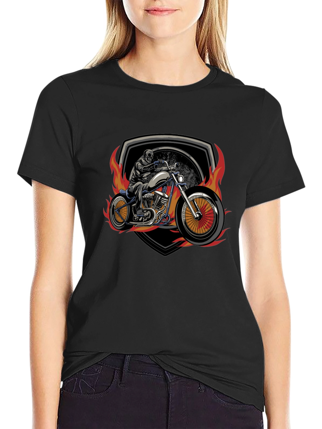 Skull Motorcycle Graphic T-Shirt