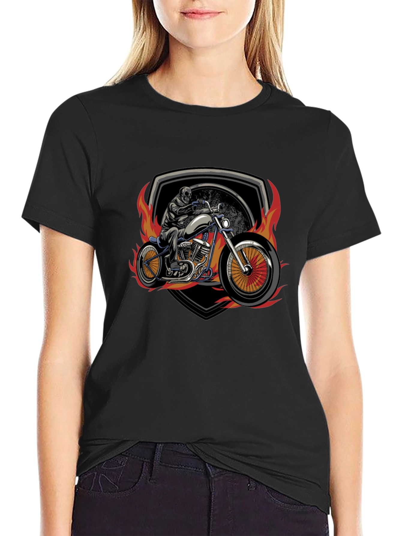 Skull Motorcycle Graphic T-Shirt
