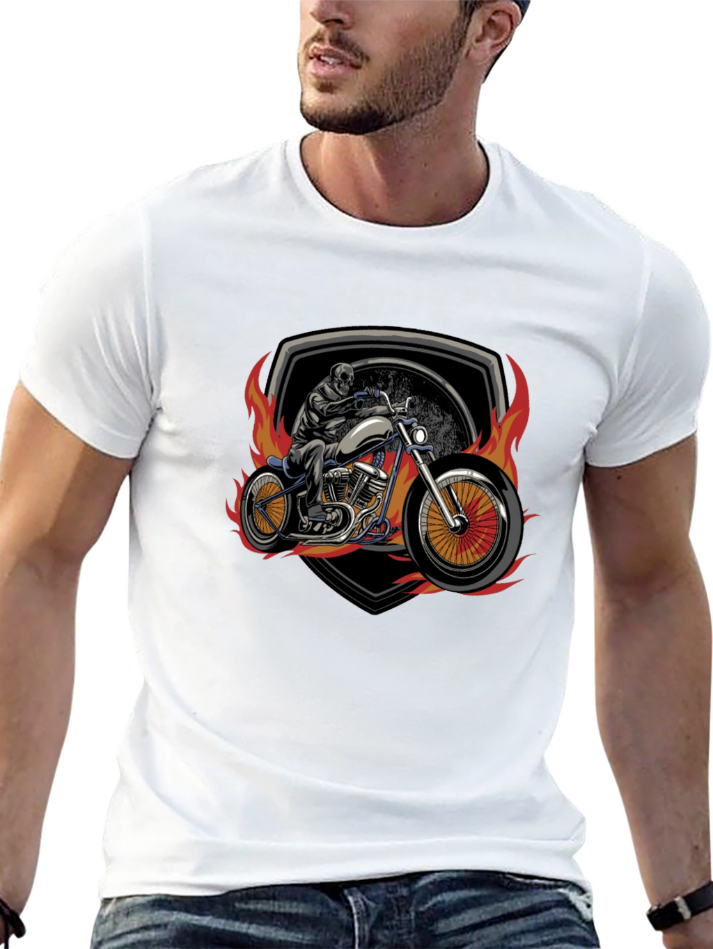 Skull Motorcycle Graphic T-Shirt