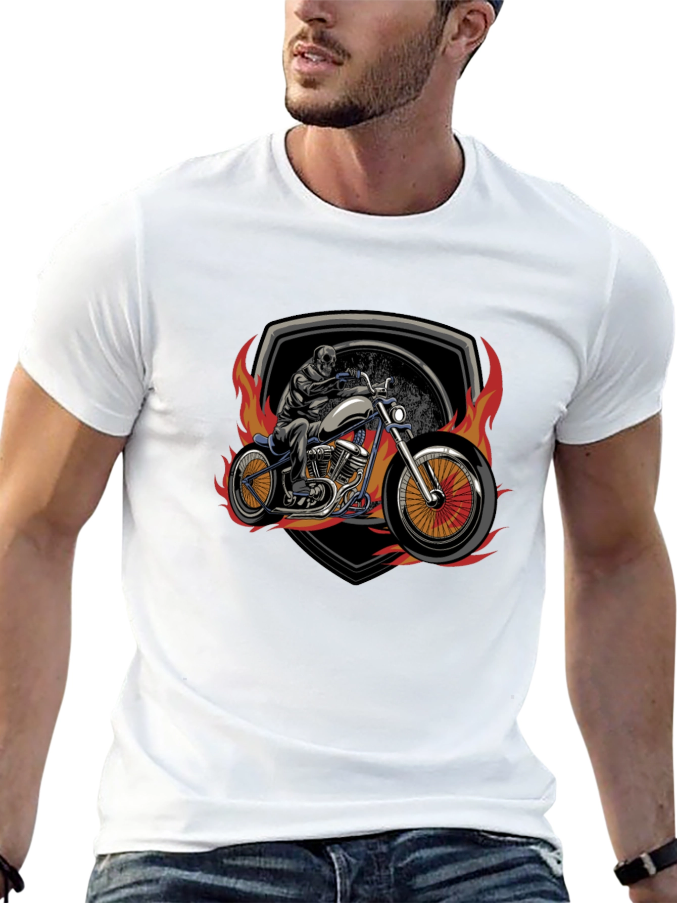 Skull Motorcycle Graphic T-Shirt