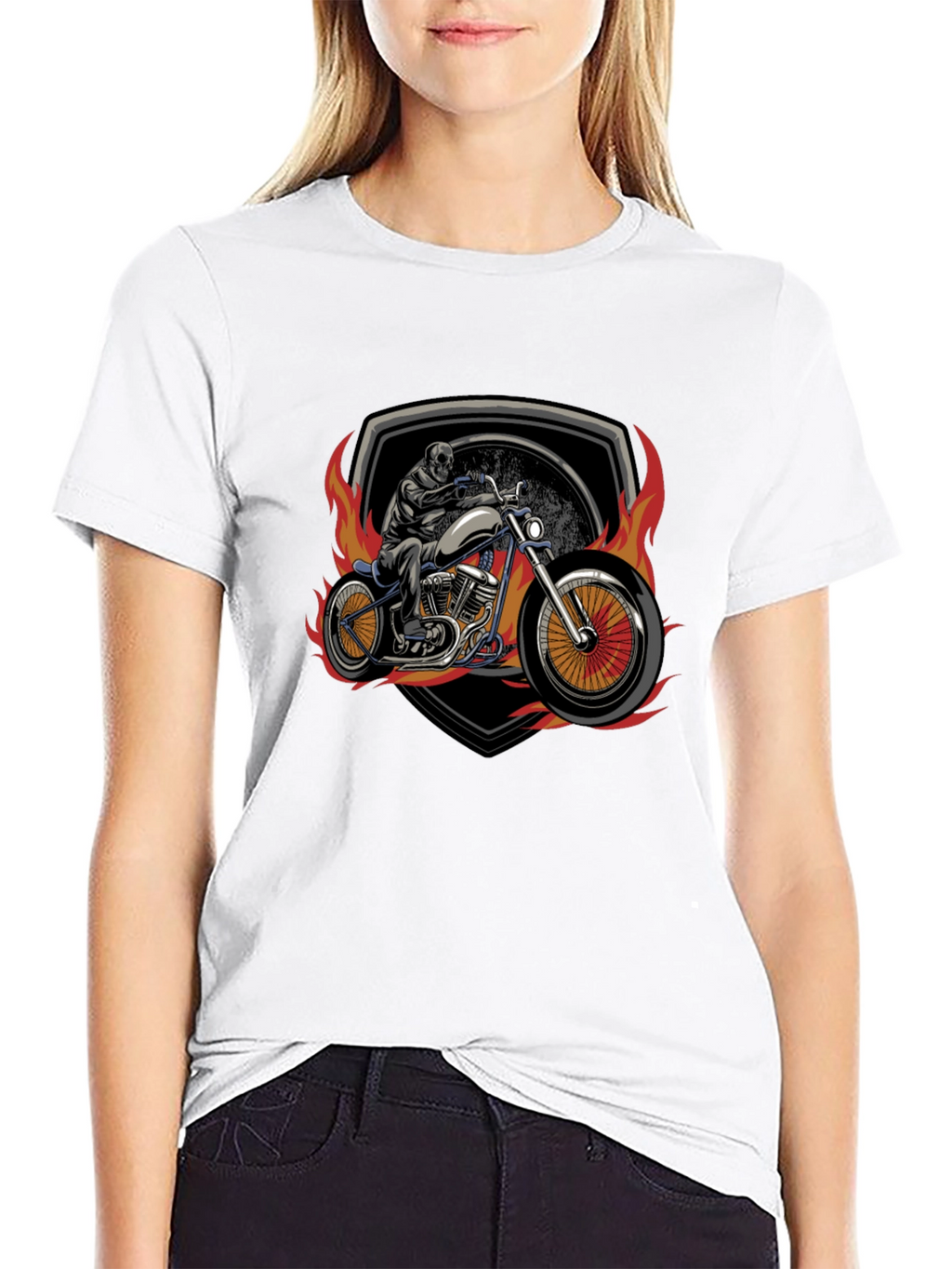 Skull Motorcycle Graphic T-Shirt