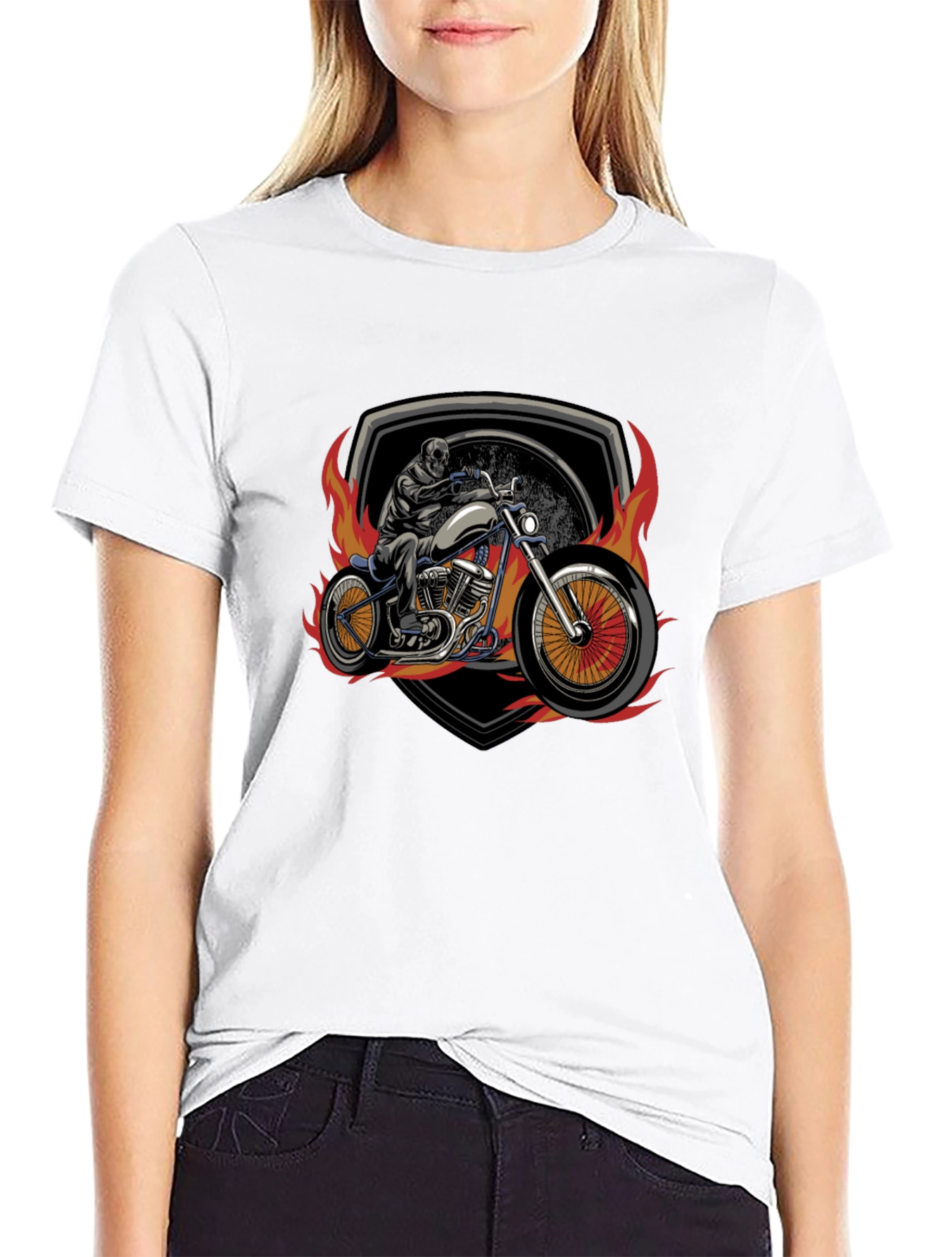 Skull Motorcycle Graphic T-Shirt