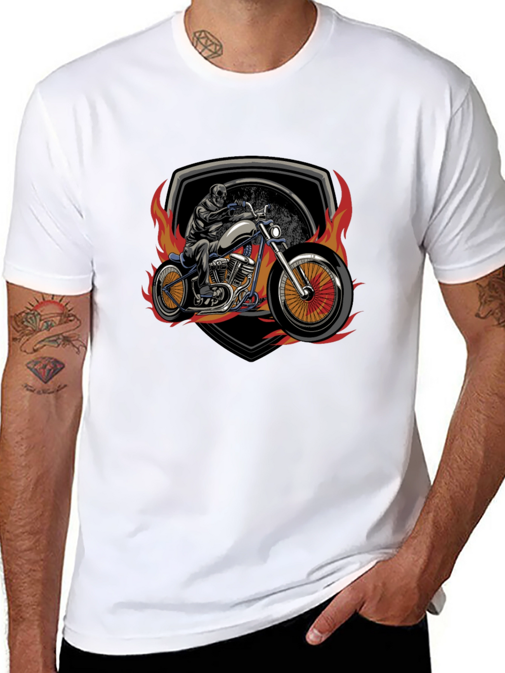 Skull Motorcycle Graphic T-Shirt