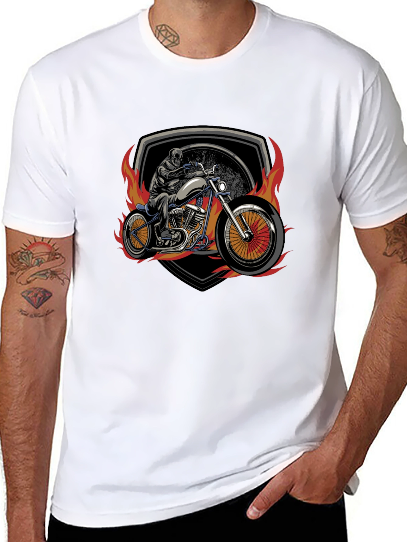 Skull Motorcycle Graphic T-Shirt