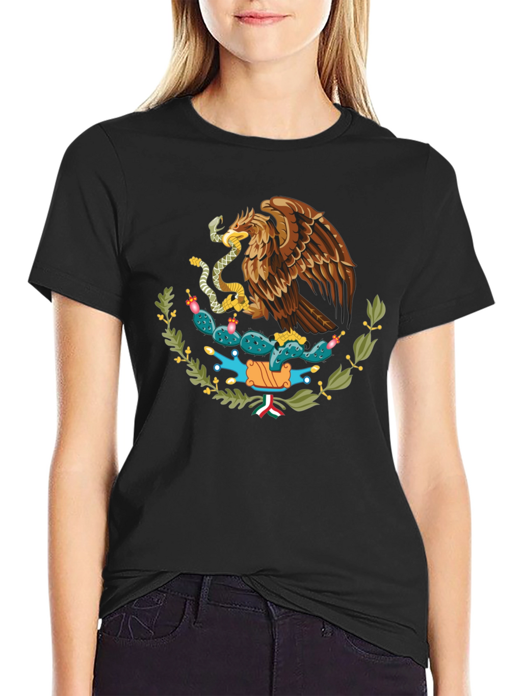 Mexican Eagle Crest Black T-Shirt