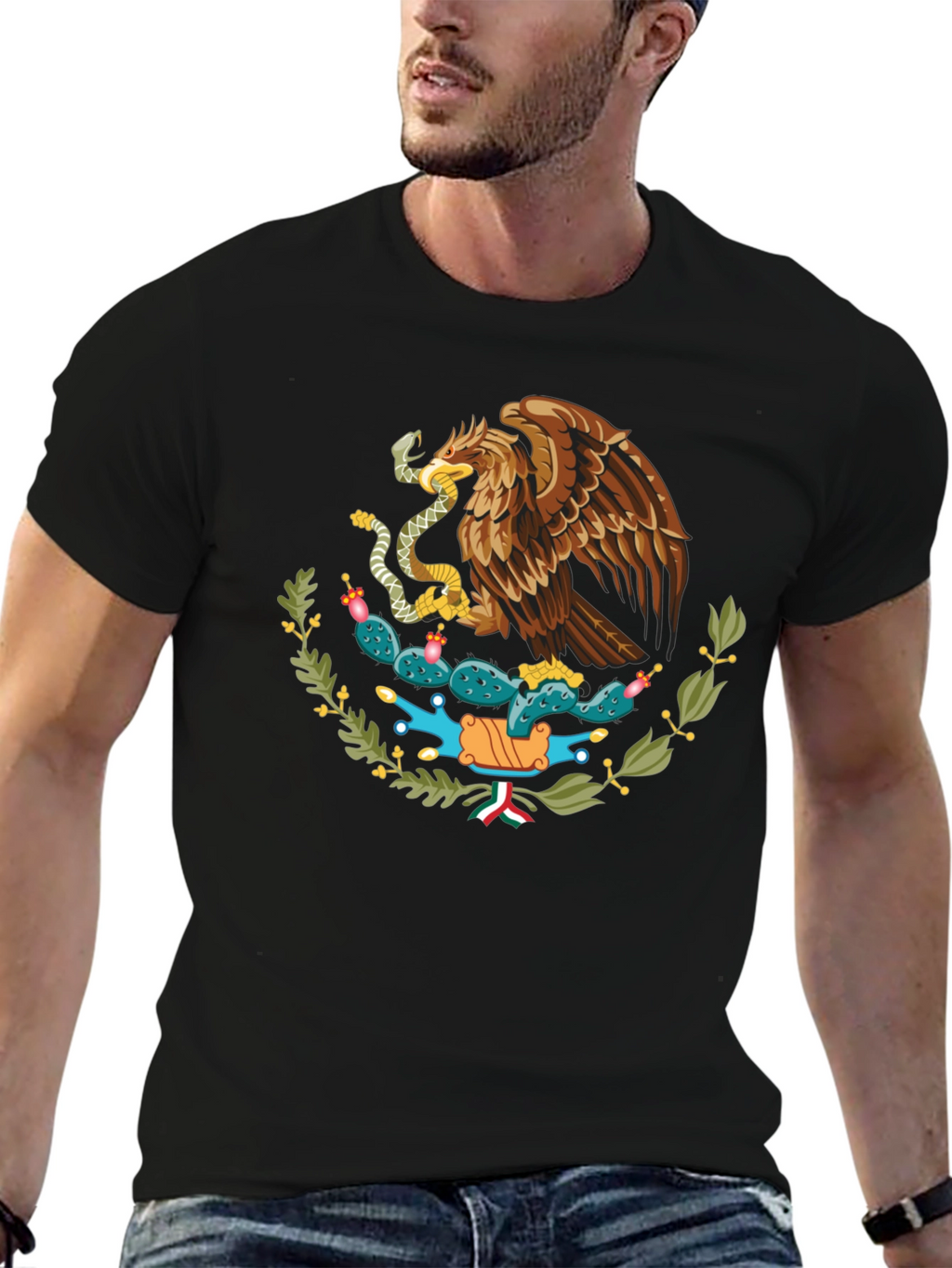 Mexican Eagle Crest Black T-Shirt