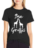 Save Giraffes Graphic Tee - Black Cotton T-Shirt