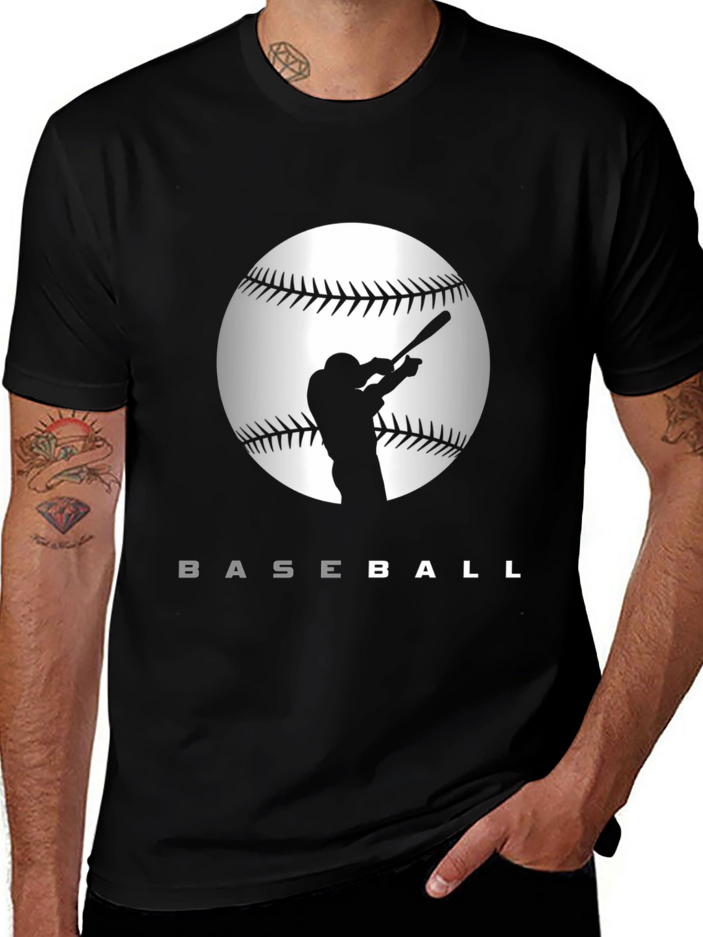 Baseball Silhouette Graphic T-Shirt