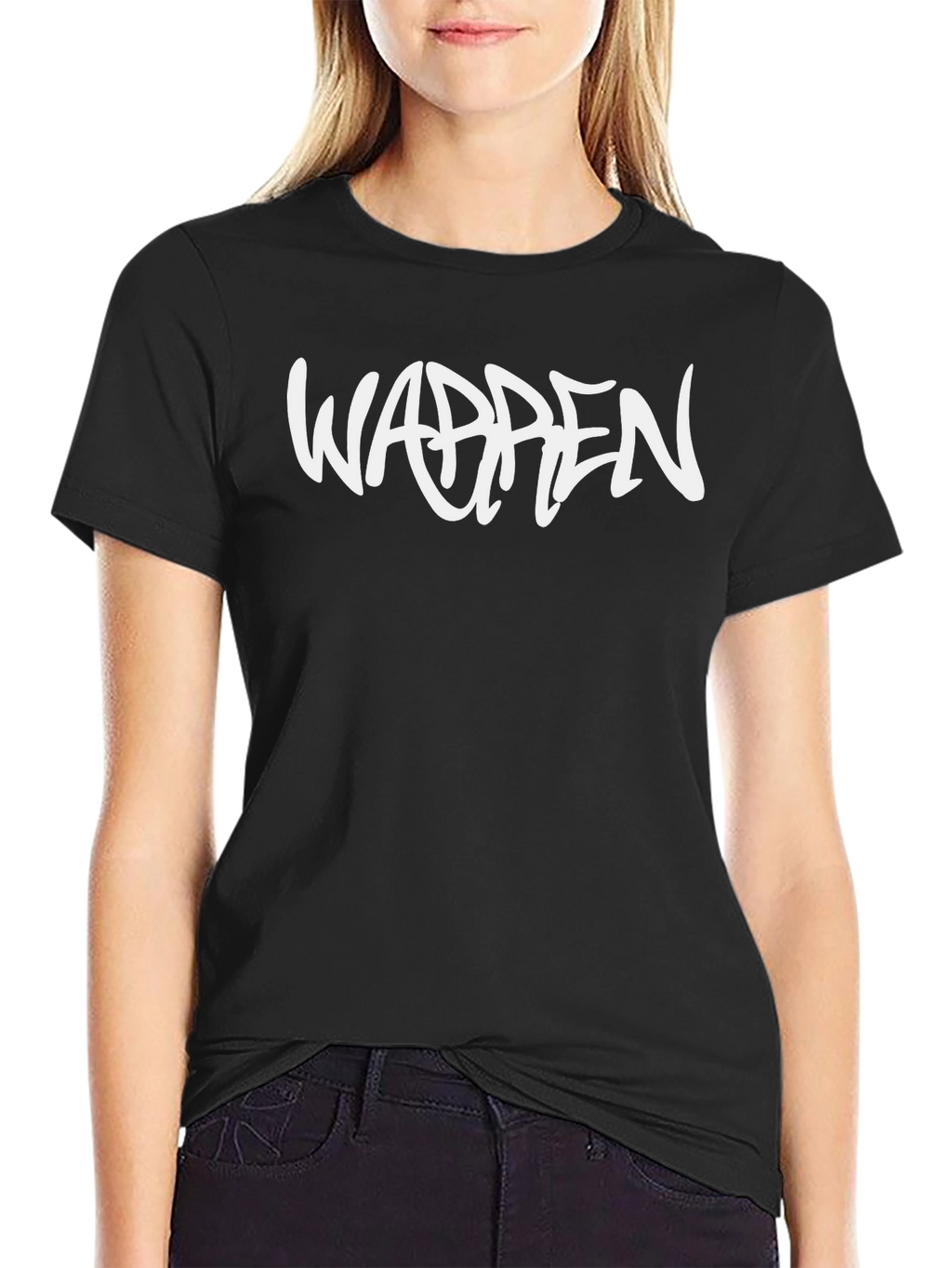 Black T-Shirt with Warpen Graffiti Text