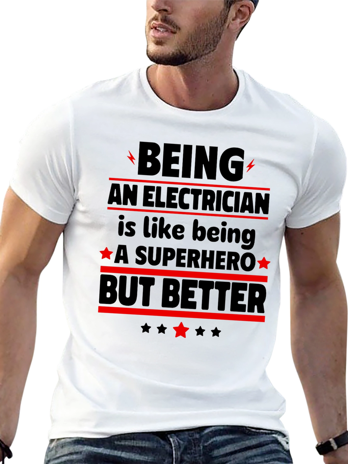 Electrician Superhero Graphic T-Shirt