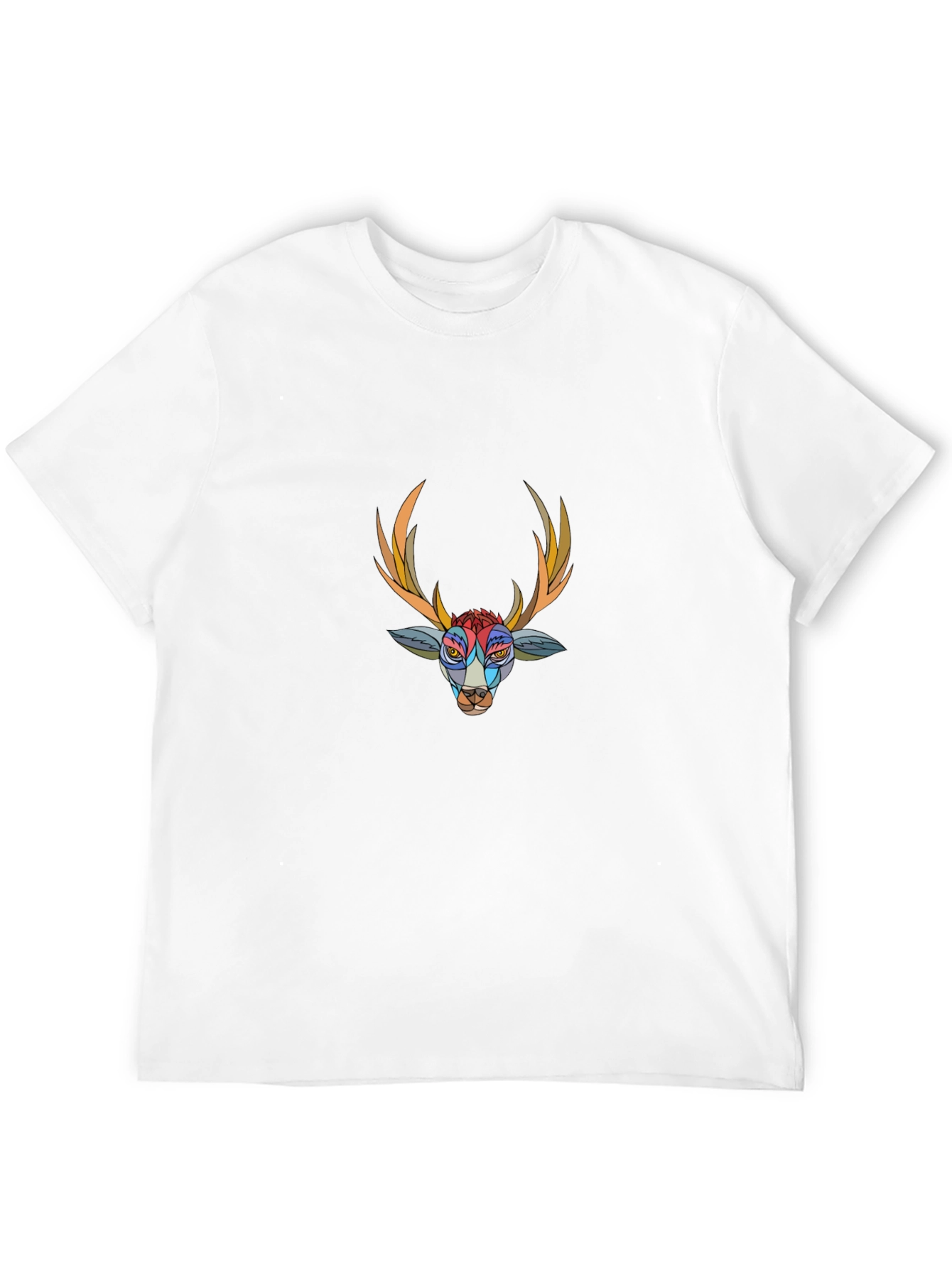 Abstract Deer Graphic Black T-Shirt