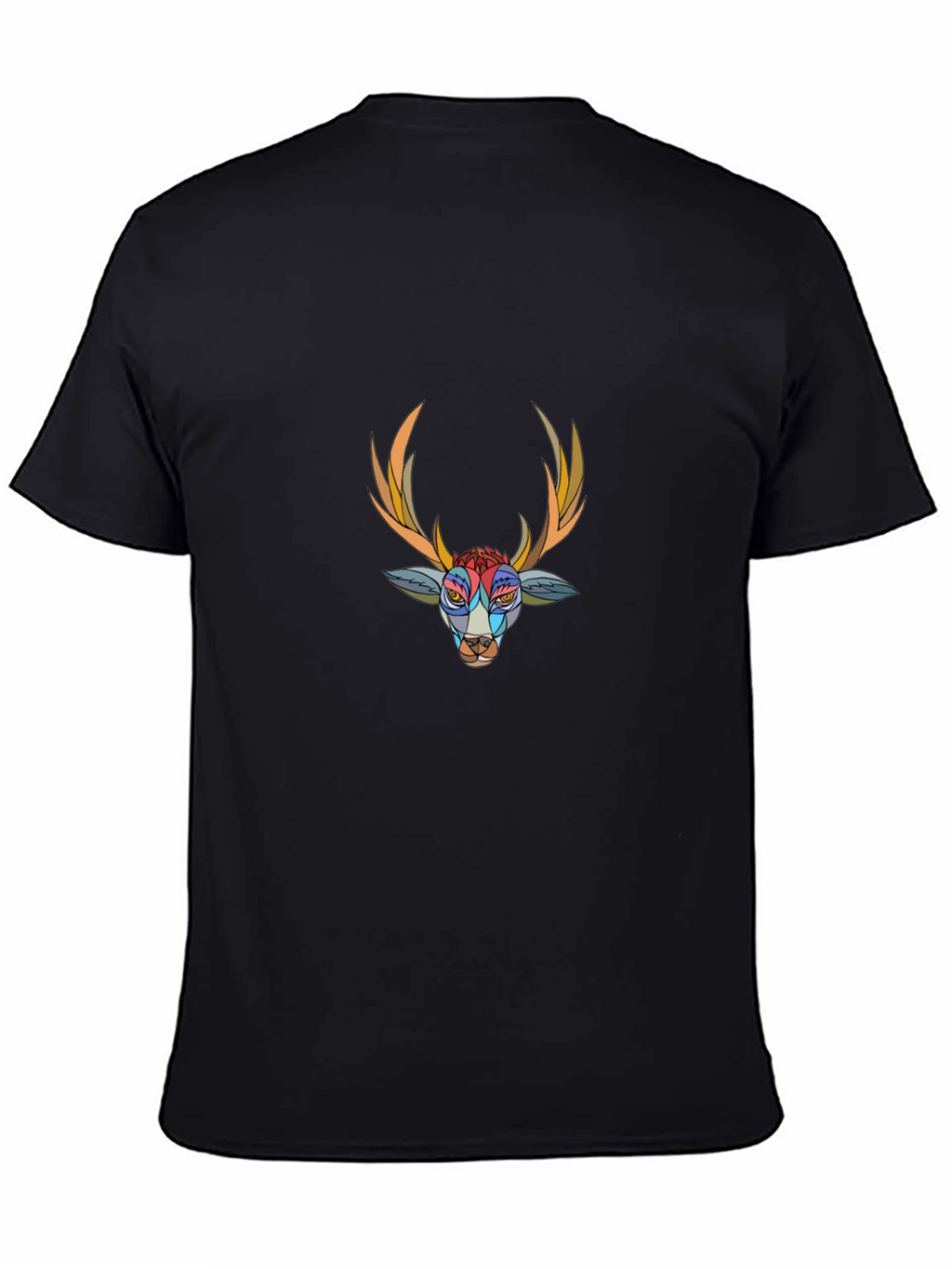Abstract Deer Graphic Black T-Shirt