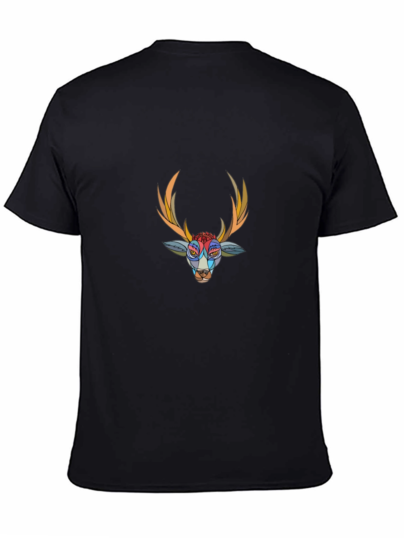 Abstract Deer Graphic Black T-Shirt