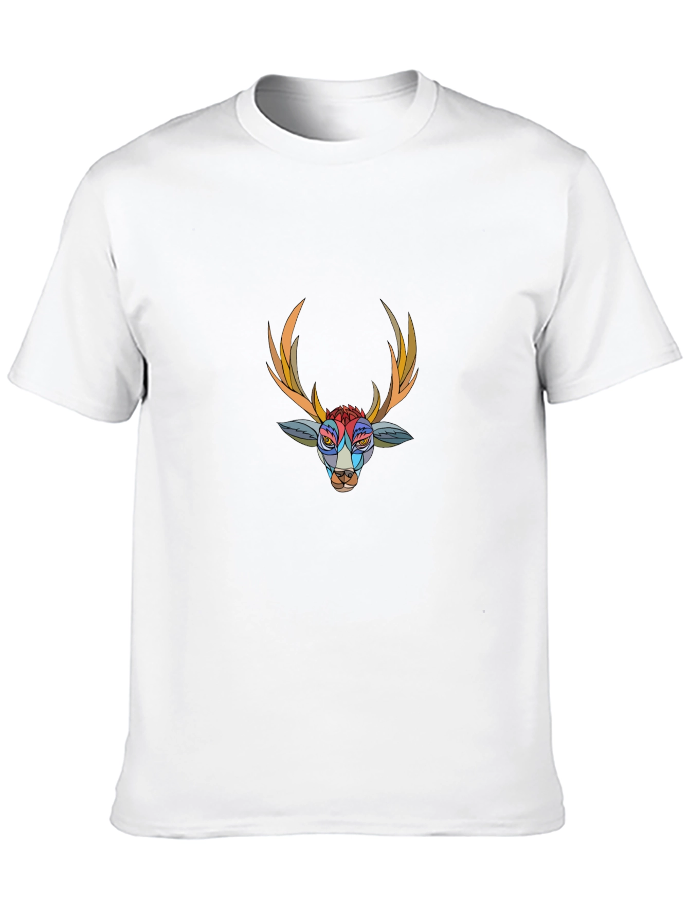 Abstract Deer Graphic Black T-Shirt