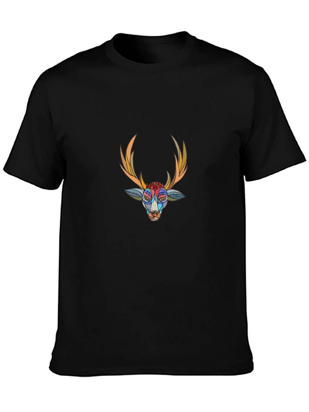 Abstract Deer Graphic Black T-Shirt