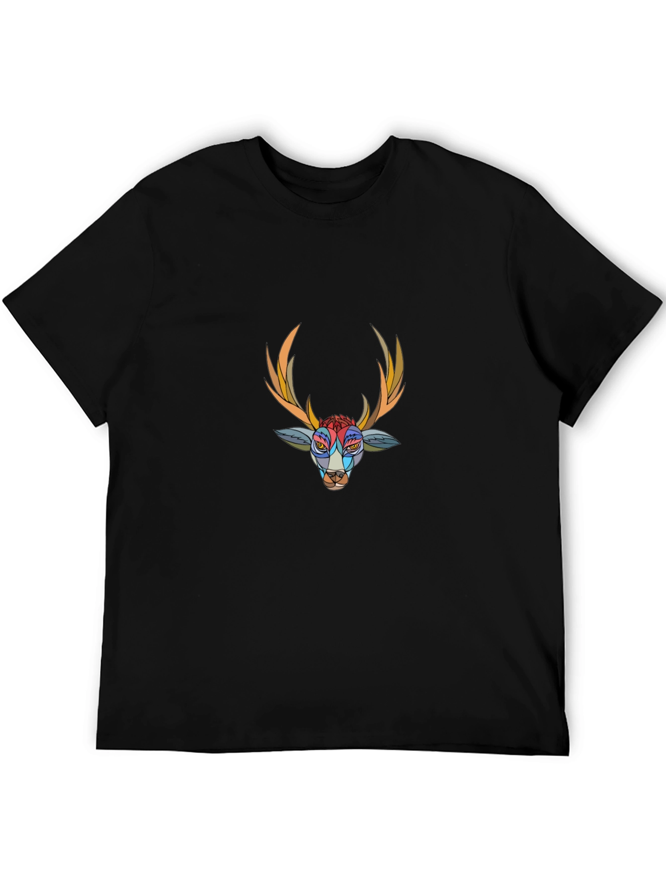Abstract Deer Graphic Black T-Shirt
