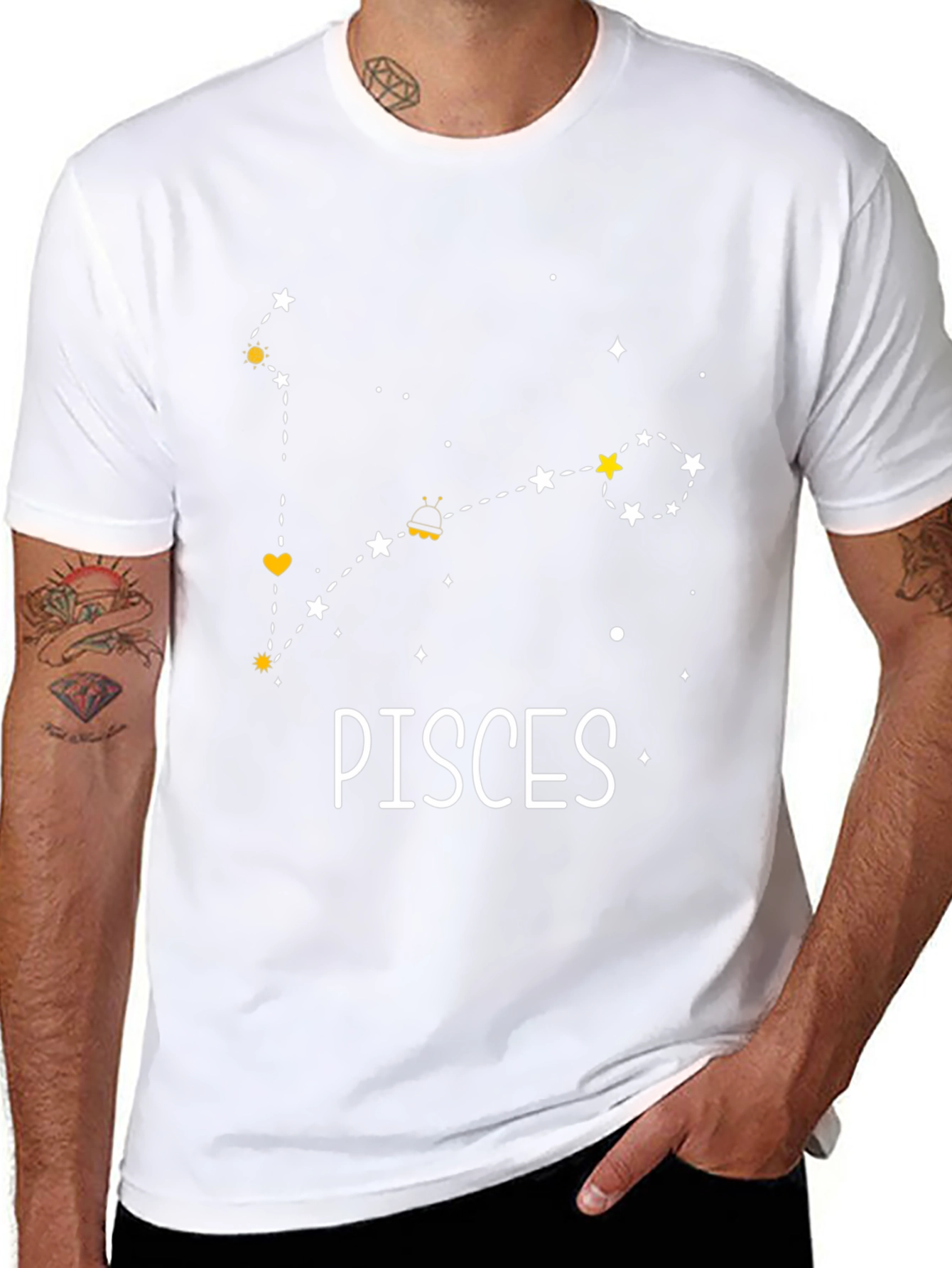 Pisces Constellation Black T-Shirt
