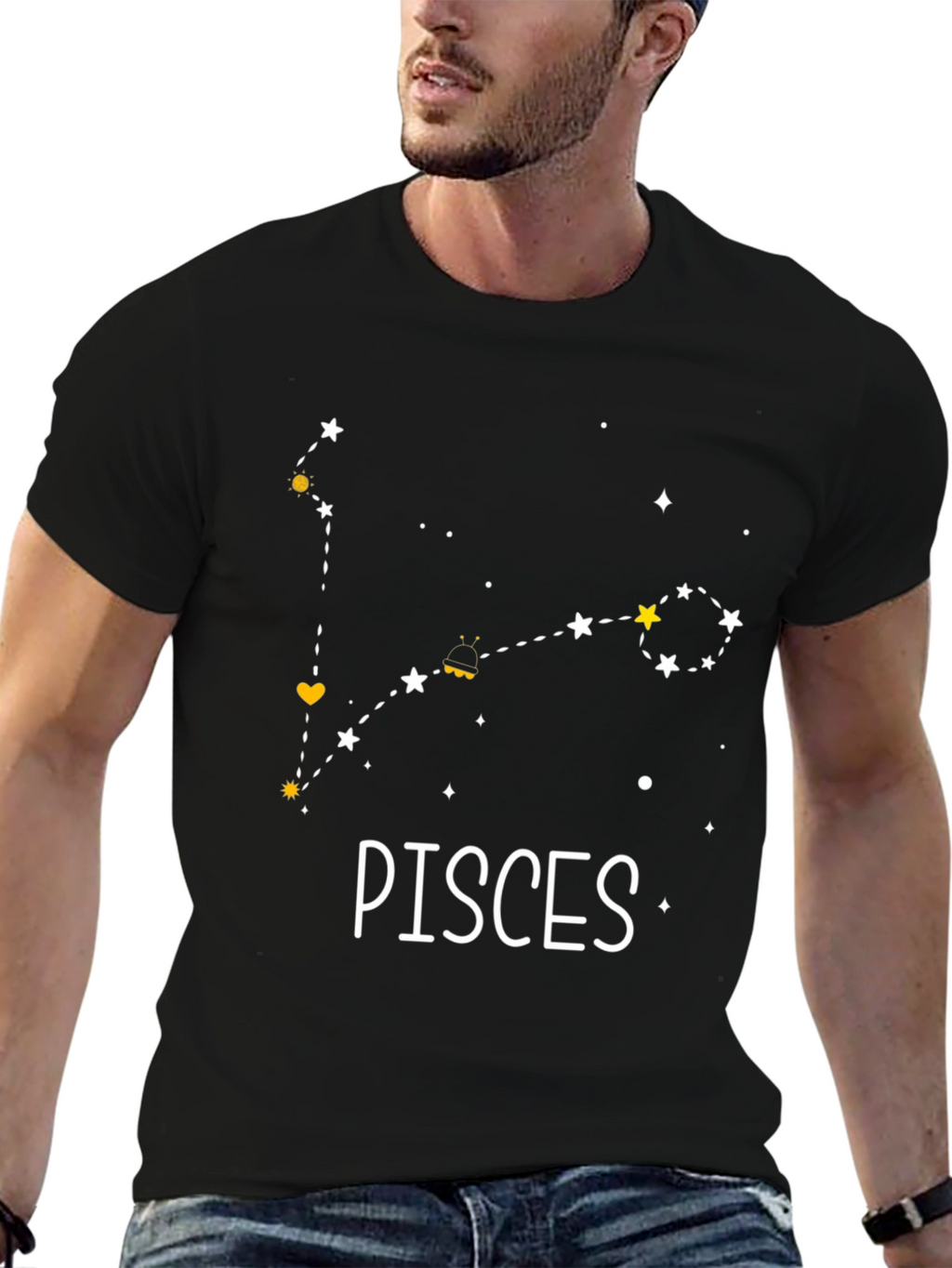 Pisces Constellation Black T-Shirt