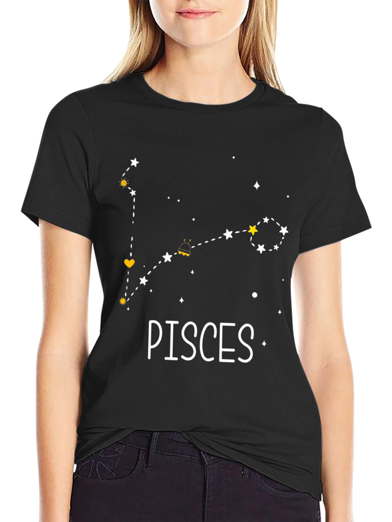Pisces Constellation Black T-Shirt