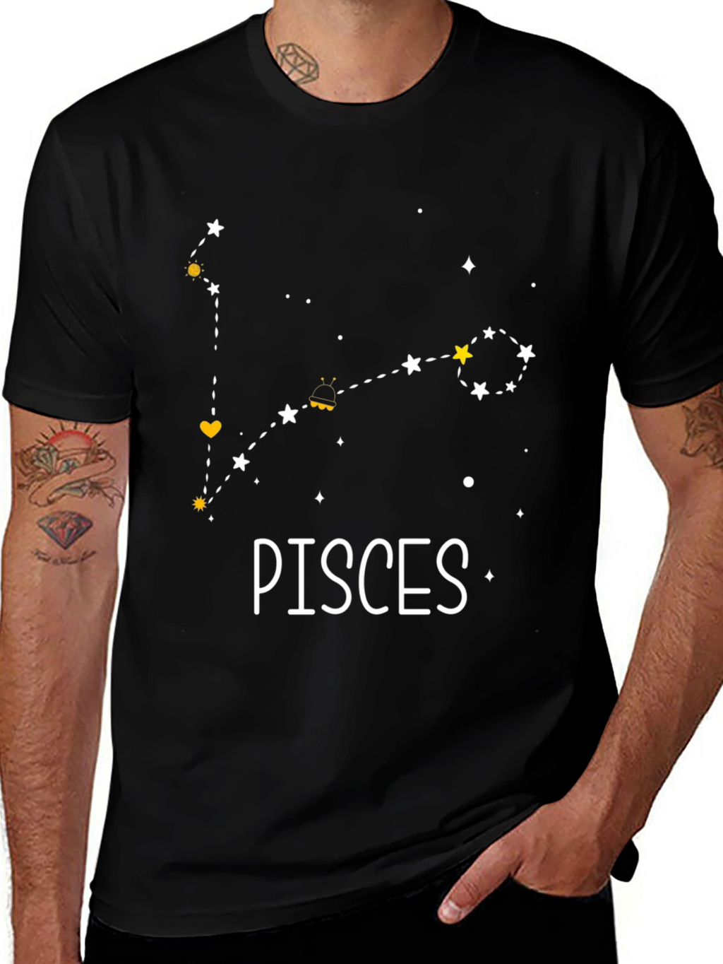 Pisces Constellation Black T-Shirt
