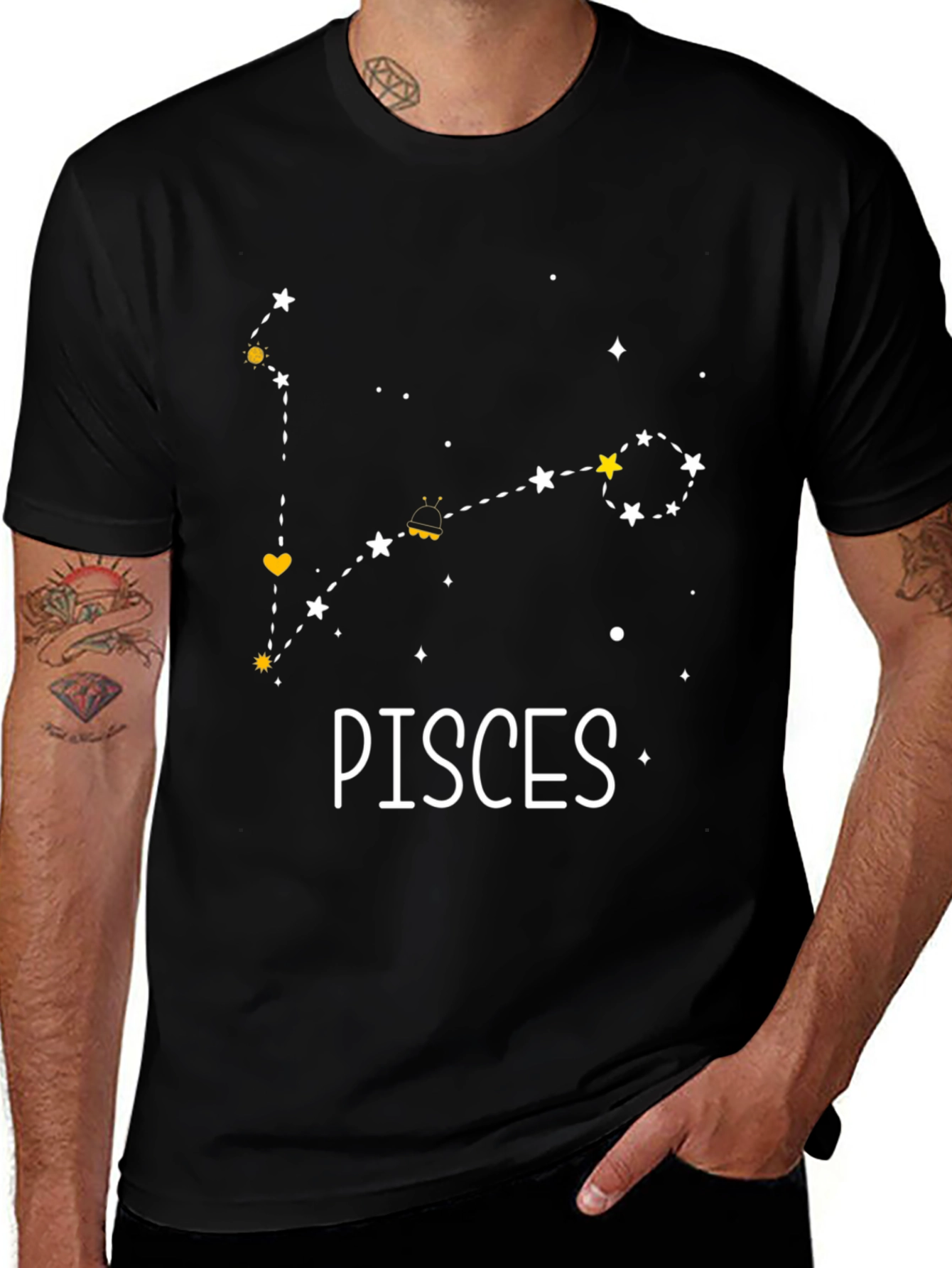 Pisces Constellation Black T-Shirt