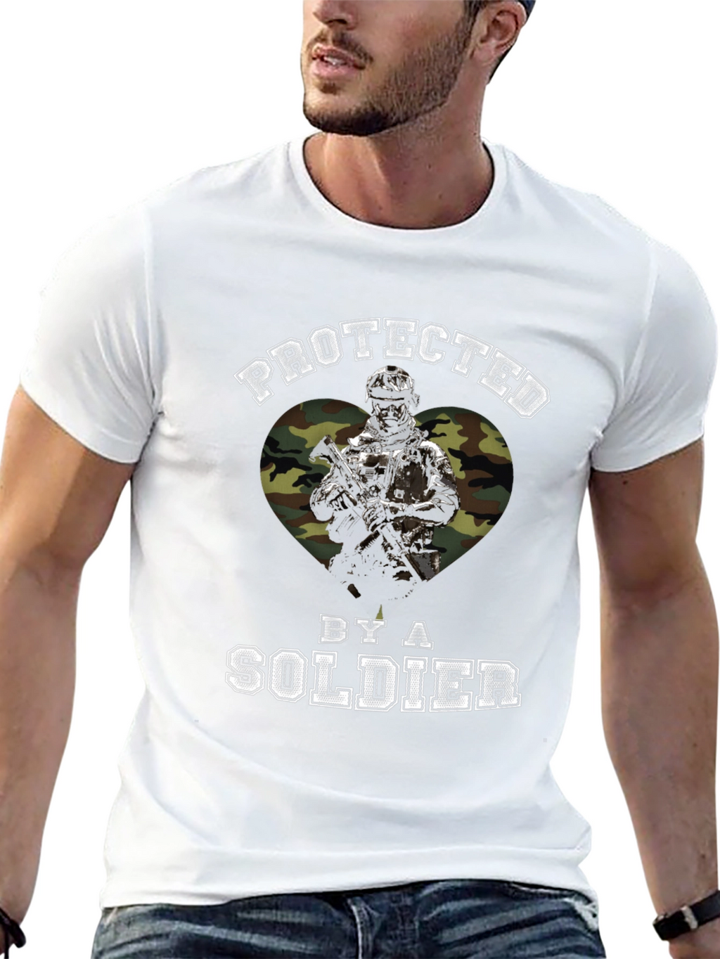 Protected by a Soldier Graphic T-Shirt