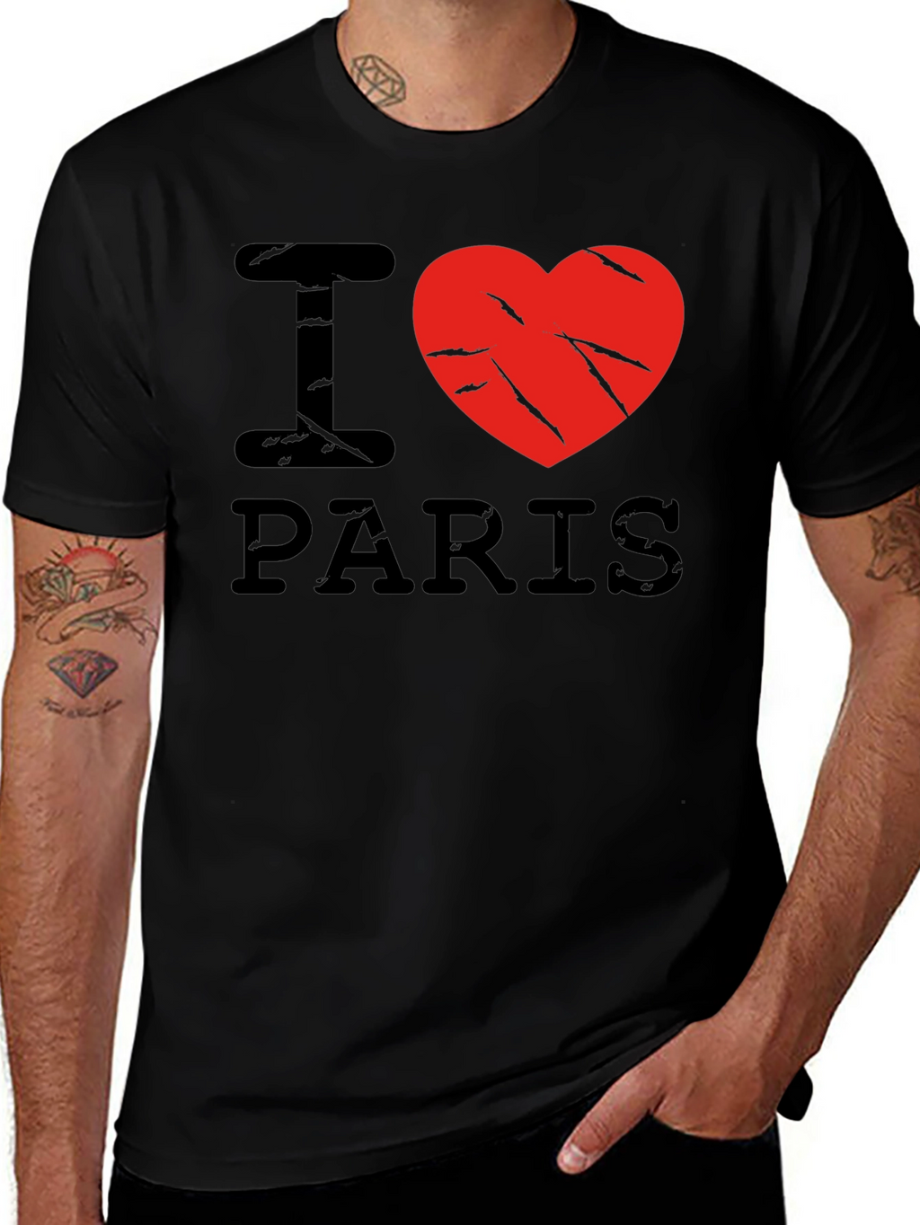 I Love Paris Black Graphic T-Shirt