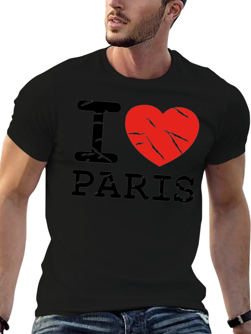 I Love Paris Black Graphic T-Shirt